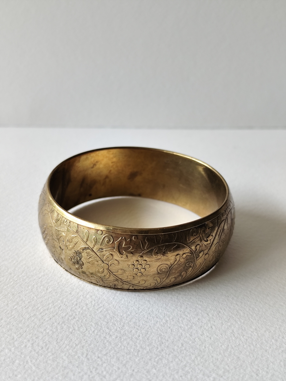 Vintage Gold-Tone Engraved Bangle Bracelet